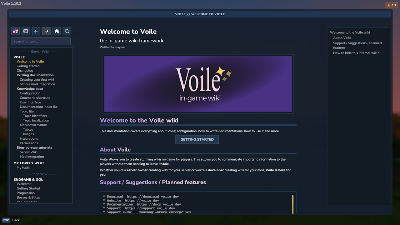 Screenshot of Voile's interface