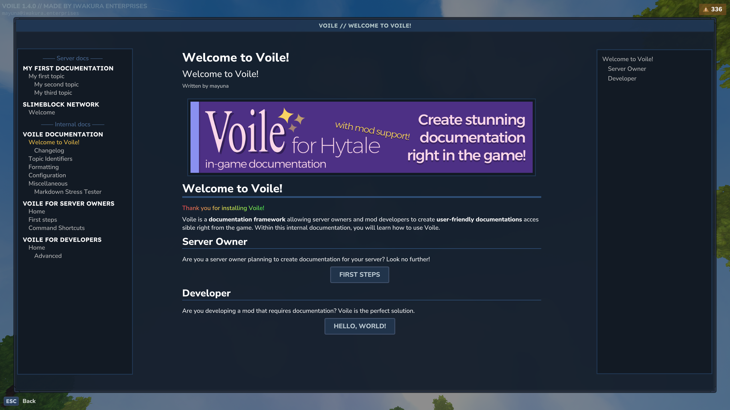 Voile Welcome screenshot